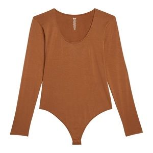 Kit undergarments Long Sleeve Thong Bodysuit in cinnamon sz small